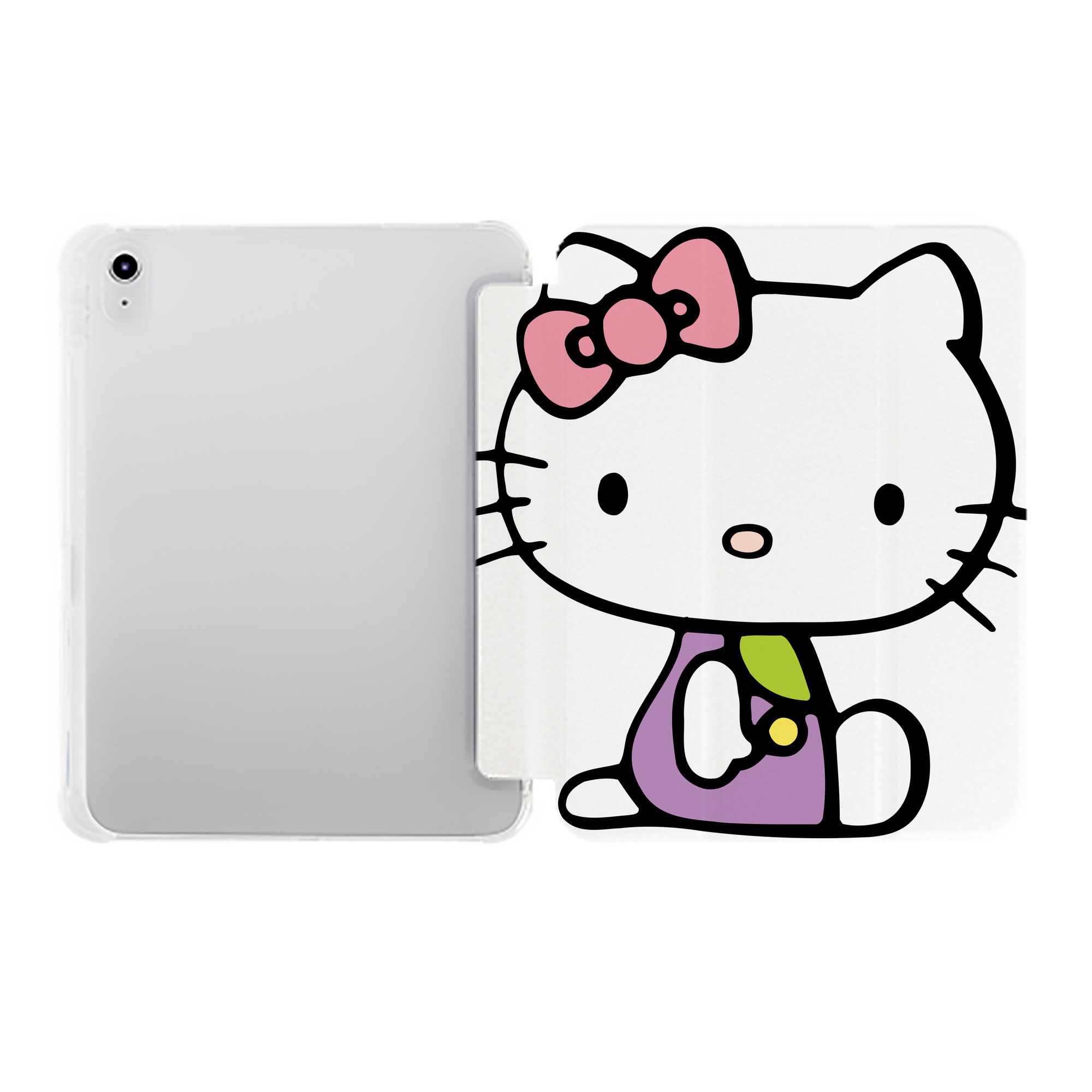 （画像用） Hello Kitty ハローキティ IPad ケース ペン収納付き 三つ折りスタンド PUレザー×シリコン 対応機種9.5/10.5/10.9インチ